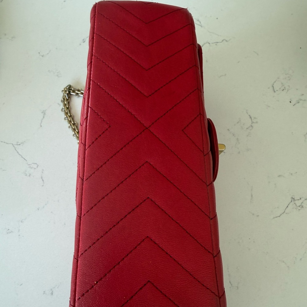 Chanel Chevron Lambskin Double Flap Double Chain Bag 2.55 Red Gold Metal Fitting - Picture 6 of 16